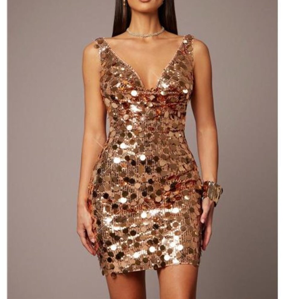 NEW - Elegant‎ Sequin Backless Bodycon Mini Dress Suitable